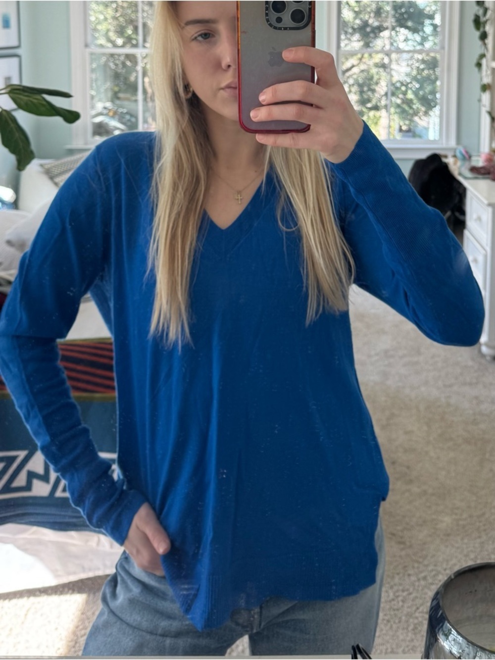 J. Crew Women's V-Neck Sweater in Royal Blue
